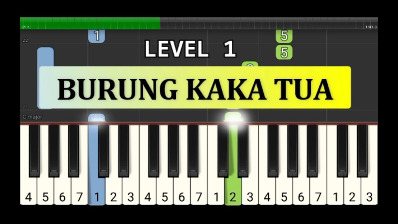 Not Piano Burung Kaka Tua Tutorial Level 1 Lagu Daerah