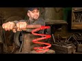 Forging a hidden bamboo katana from an old suspension spring  best samurai weapon