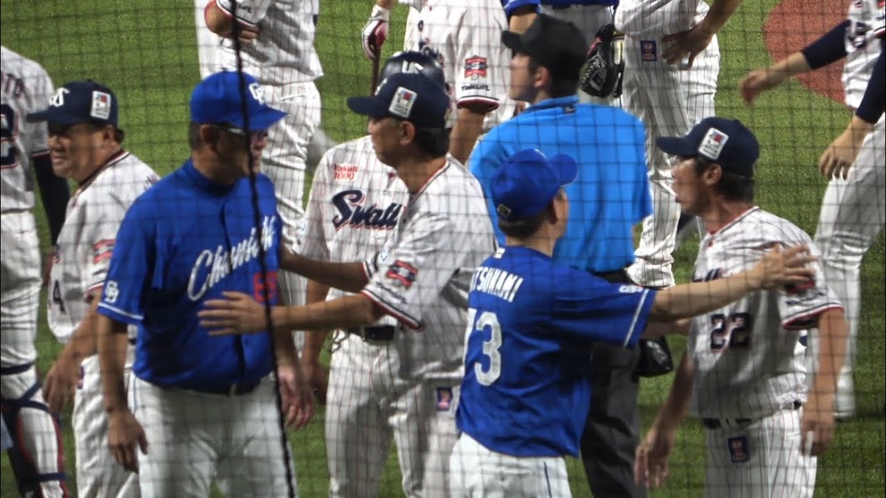 「何回当てとんじゃ！」高津監督が激怒あわや大乱闘！マルティネスの岩田への死球を巡り両軍もみ合い…警告試合 立浪監督　片岡コーチ  高津監督 村上宗隆 中日　ヤクルトハイライト　2024年8月13日