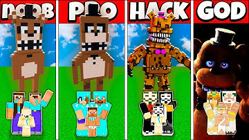 FNAF FREDDY BUILD CHALLENGE - NOOB vs PRO vs HACKER vs GOD Minecraft Animation