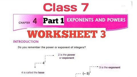 D.A.V. Math | Class 7 | Chapter-4 | Exponents and Powers | Worksheet 3 | Part 1 | Art Of Mathematica