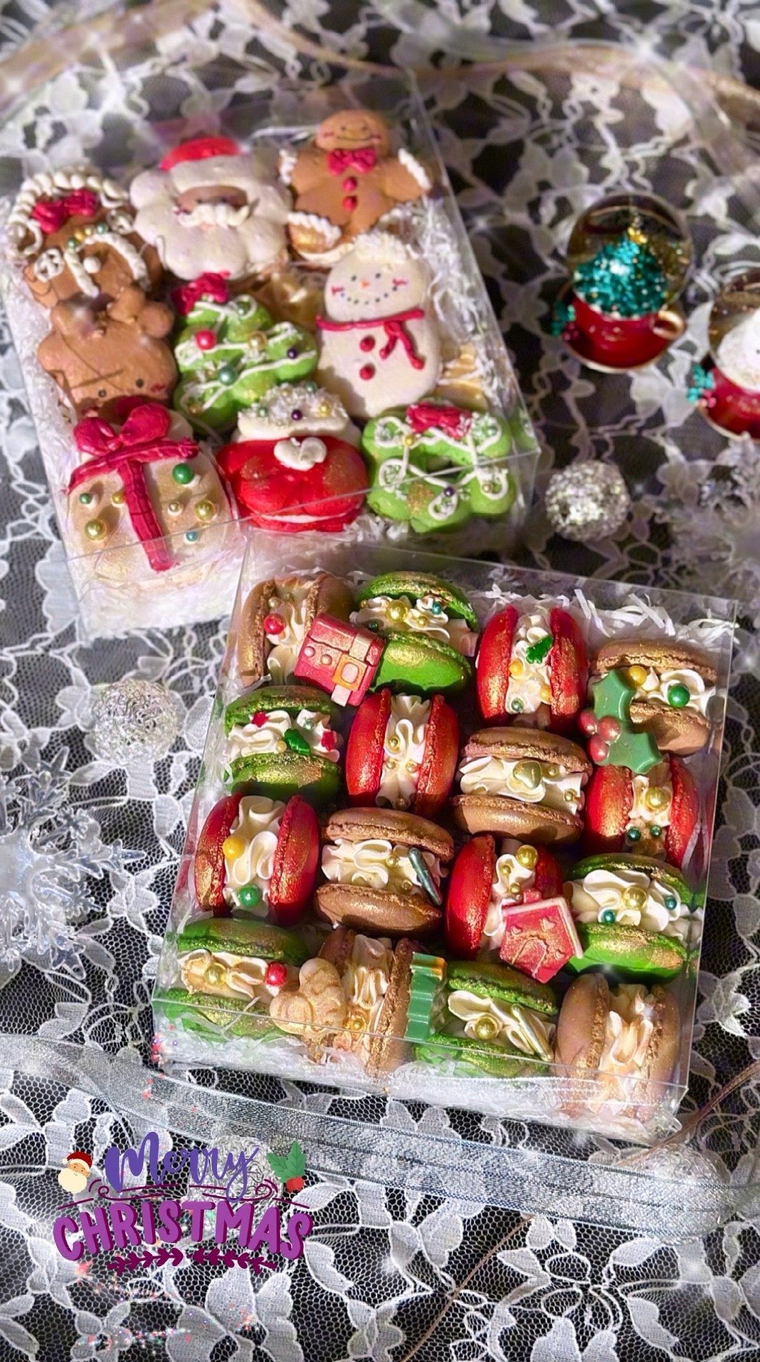 クリスマスマカロン🎀🎅🏻❤️7回焼いて腕筋肉痛!!♡可愛いBOX