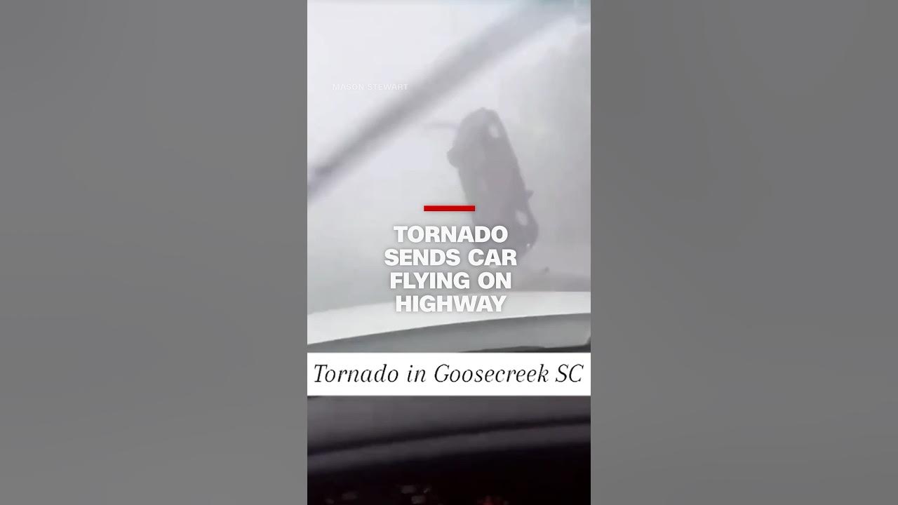 Tornado sends car flying on highway