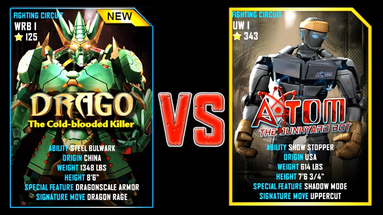 REAL STEEL WRB DRAGO VS ATOM New Robots UPDATE (Живая сталь)