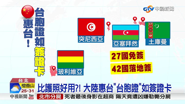 台胞证进化! 与大陆享同等签证待遇│中视新闻 20180618 - 天天要闻