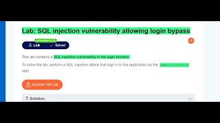 Lab 2 SQL injection vulnerability allowing login bypass
