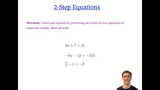 Math Algebra: Solving 2 Step Equations (Math Tricks)