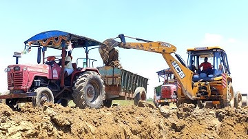 JCP 3DX Backhoe Loader Loading Mud Work By Mahindra tractor | tractor video | come to village |