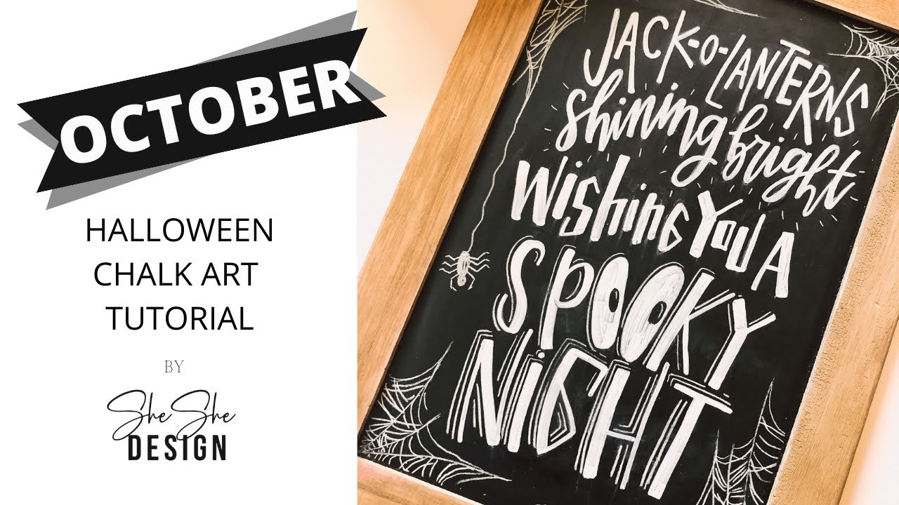 CHALK + LETTERING | Halloween Chalkboard Tutorial | October Chalkboard Idea | DIY