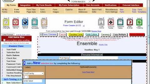 Web Form Builder - Adding new items to your web form