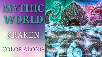 MYTHIC WORLD by Kerby Rosanes | Kraken part 1 with Neocolor 2 | Adult colouring tutorial