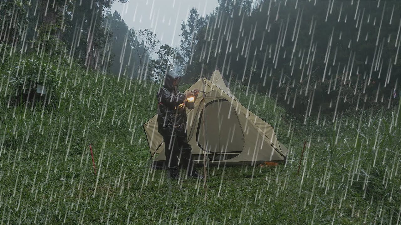 RELAXING CAMPING Heavy Rain & Thunderstorm - Rain Sounds Camping ASMR ...