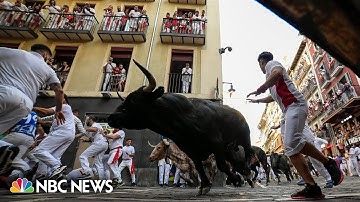 Watch: Thousands take part in the running of the bulls in northern Spain