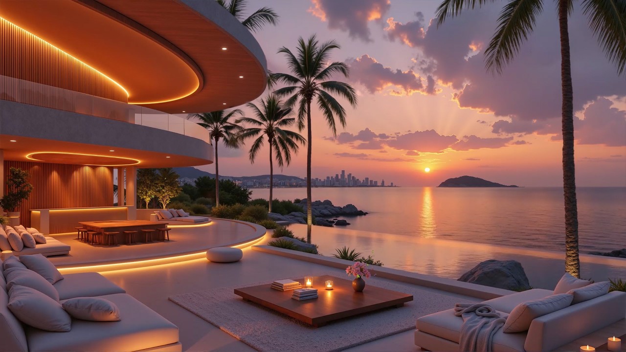 Calm Seaside with Soothing Jazz Music – Relaxing Jazz in a Quiet and Relaxing Sunrise Scene