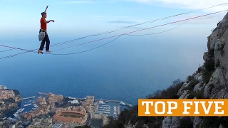 TOP FIVE: Hoop Diving, Highlining & Handstands | PEOPLE ARE AWESOME 2017