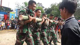 Permainan Bambu Gila Bikin Bapak TNI Kewalahan