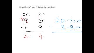 Subtracting cm and mm