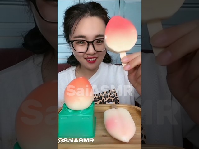 GIANT Peach Icecream|Pink Icecream|Delicious Peach|Cold Icecream|Chinese Icecream|Eating asmrMukbang