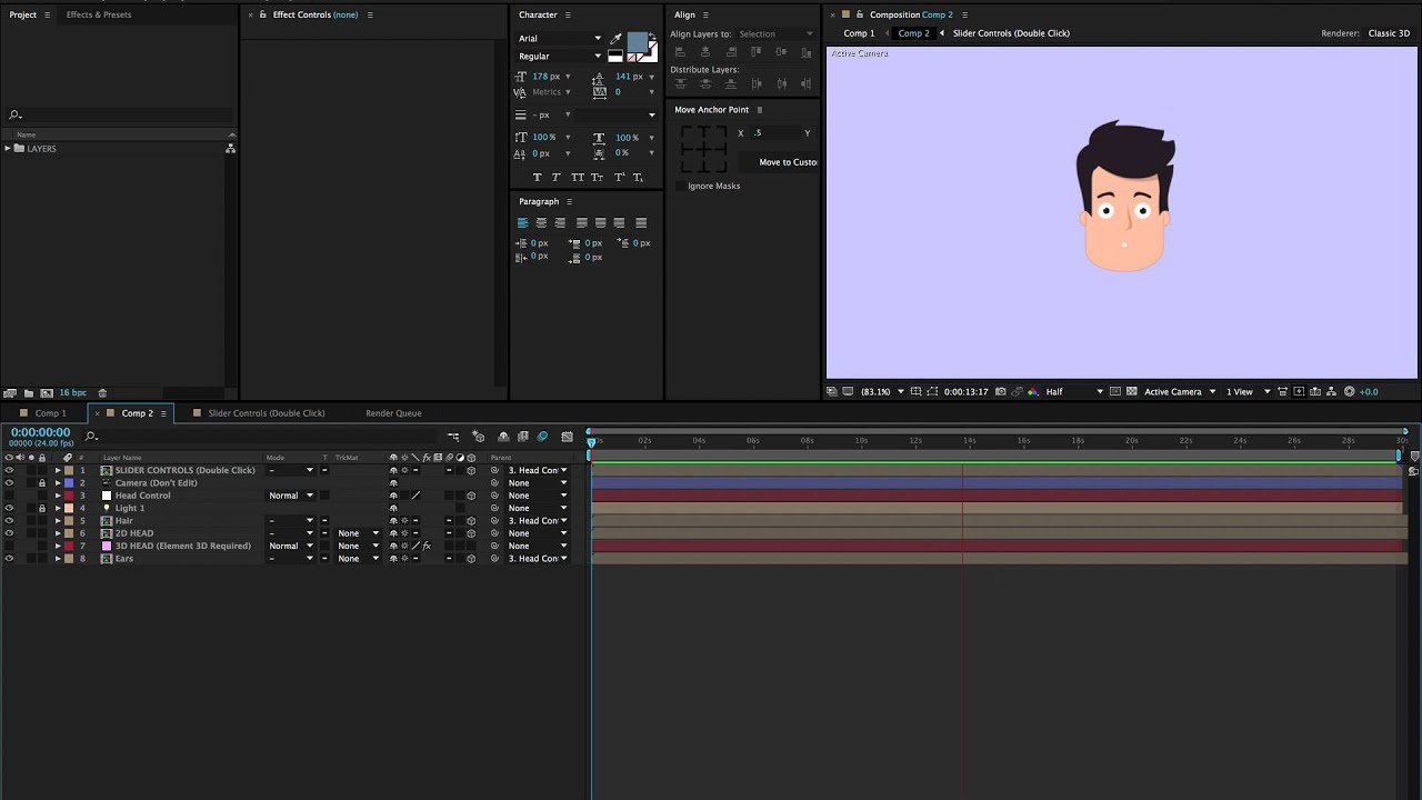 Free 3D Effect Character Rig For After Effects [AUGUST 2015 TOOLKIT ...