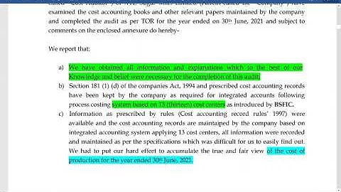 Cost Audit Report and Annexure to Audit Report | How to prepare a Cost Audit Report in Bangladesh?