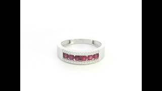 Ruby & Diamond Channel Set Ring in 18K White Gold