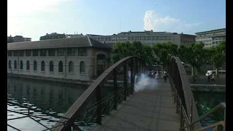 Stun grenade thrown into a group of protesters