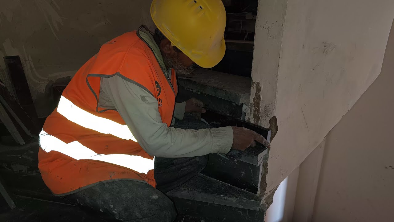 Live broadcast: Installing marble next to the stairs: easy steps to ...
