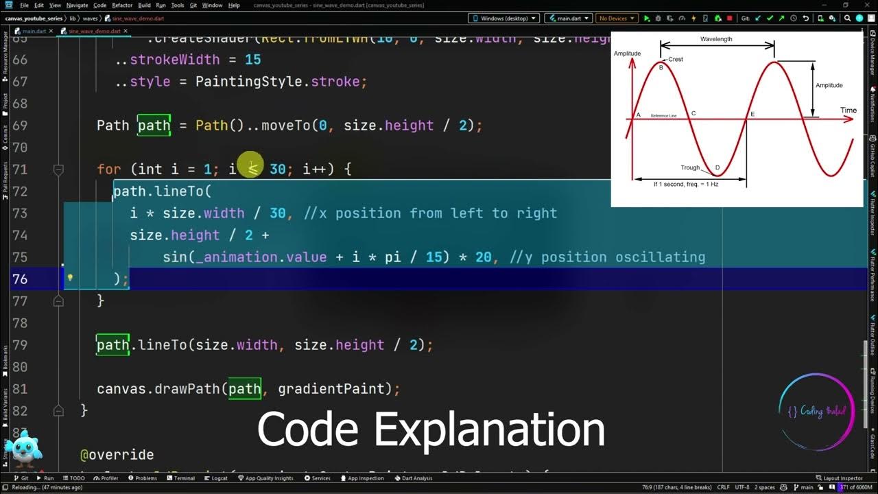 Flutter easy sine-wave animation using custompaint. - YouTube