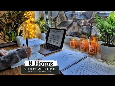 8 HOUR STUDY WITH ME | Background noise, 10-min Break, No music, Study with Merve