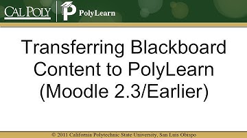 PolyLearn: Transferring Blackboard Content to PolyLearn (Moodle 2.3/Earlier)
