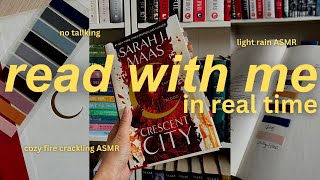 📖 Read with me in real time | Cozy vibes | No talking | Fire crackling ASMR | Light rain sounds ASMR