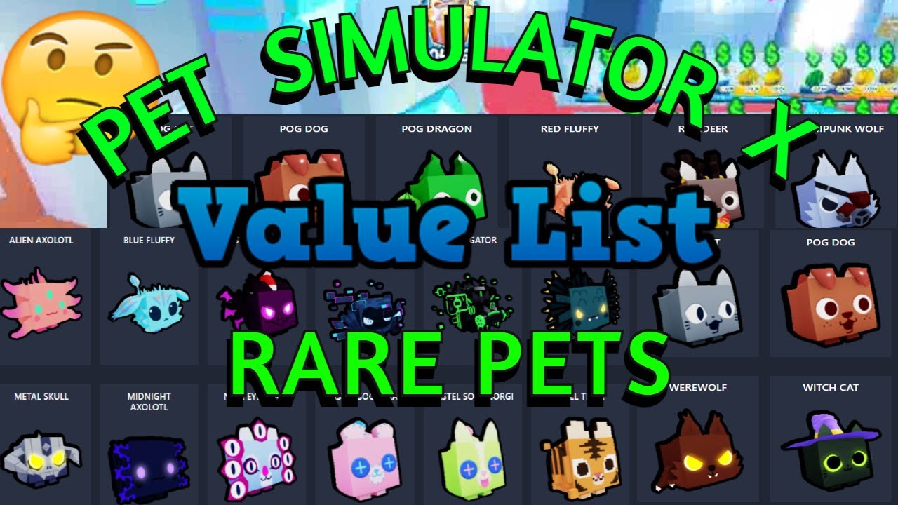 Pet simulator x value list Exclusive, legendry, mythical pets values in  gems 