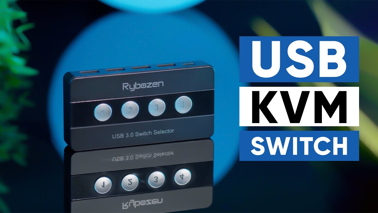 Rybozen USB 3.0 Switch Selector, 4 Port KVM Switch USB Peripheral Swit