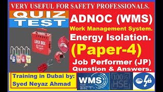 10 Questions ADNOC WMS Energy Isolation Paper-4 #adnoc #hse