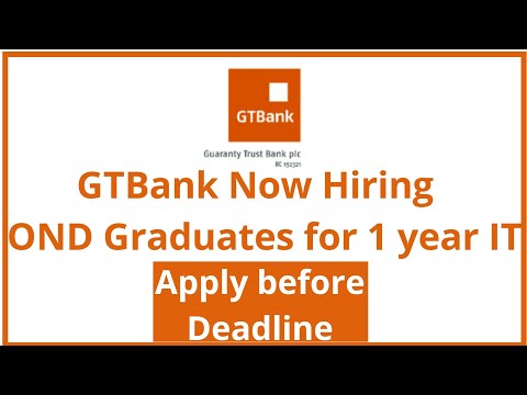 Internship Jobs in Nigeria:GTBank OND Internship Programme 2019