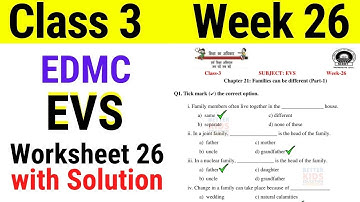 EDMC Class 3 EVS Week 26 Worksheet 26 class 3rd Environmental Studies worksheet 26 with Solution