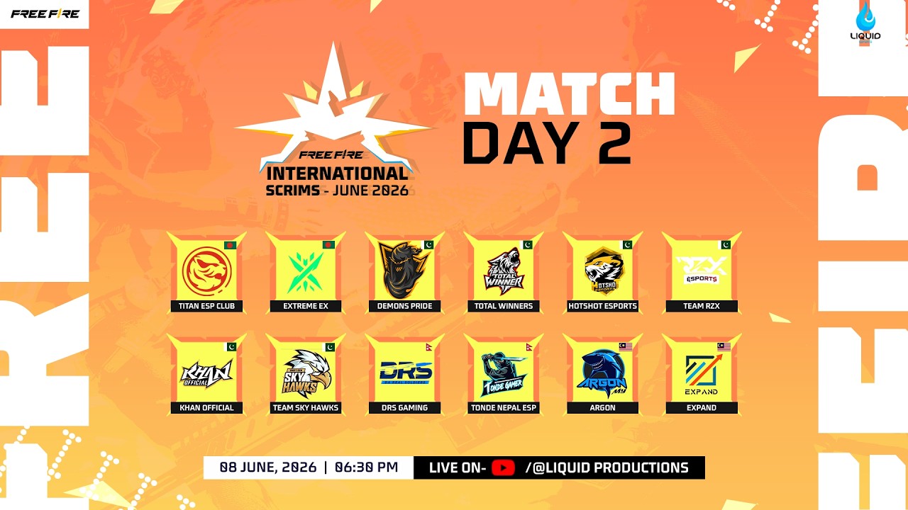 [🔴LIVE] Match Day 2| FF International Scrims - June 2026 I Garena Free Fire@Flickerz7@KUTTUSH-u5r