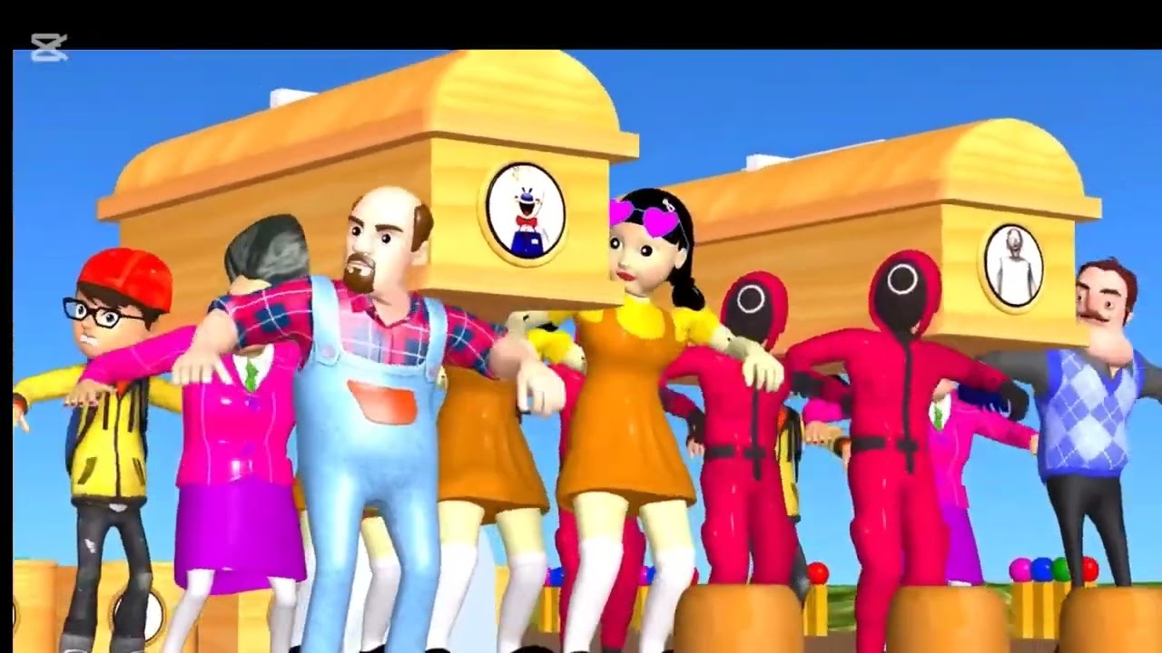 Scary.teachar999 3D police👮🏻 vs Squid game hardvs WheelChair vs HoneyComb Candy  Shapes 5 Times