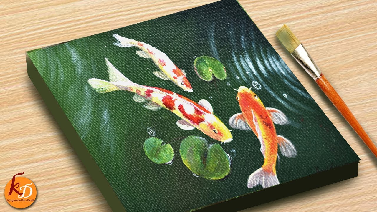 Koi fish painting | Acrylic Painting for beginners - YouTube