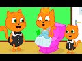 Família de Gatos - Banheiro Real Desenho Infantil em Português Brasil