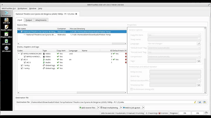 Using Mkvtoolnix to join split files for your Plex server.