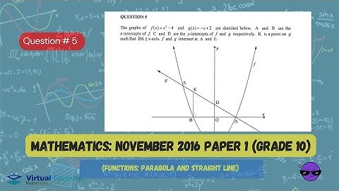 PARABOLA AND STRAIGHT LINE | November 2016: MATHEMATICS Paper 1 Question 5 (Grade 10)