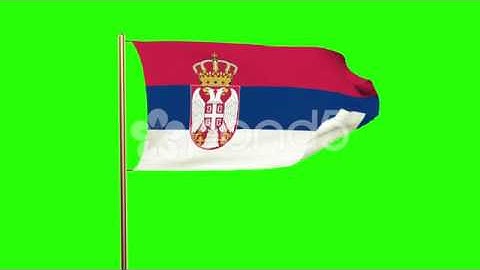 Serbia Flag Waving In The Wind. Looping Sun Rises Style. Animation Loop. Green
