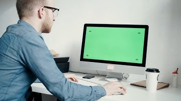 Man working on monitor in minimal office | Work from Home | Green Screen | Free to use  | HD