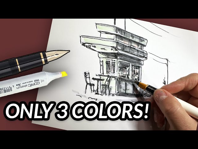3 COLORS Challenge! Drawing with Limited Supplies (Easy Step-by
