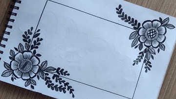 Easy and Simple Border Design for Project | Easy corner Flower Drawing Tutorial For Beginners Simple