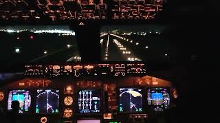 Night landing at Anchorage 07R. B747-400
