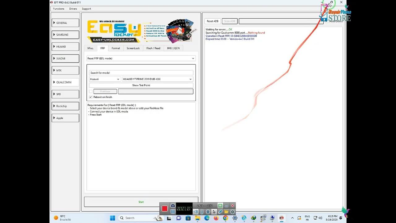 By EFT Pro Format DUBLx1 Frp Reset By test point Huawei Y7 Prime