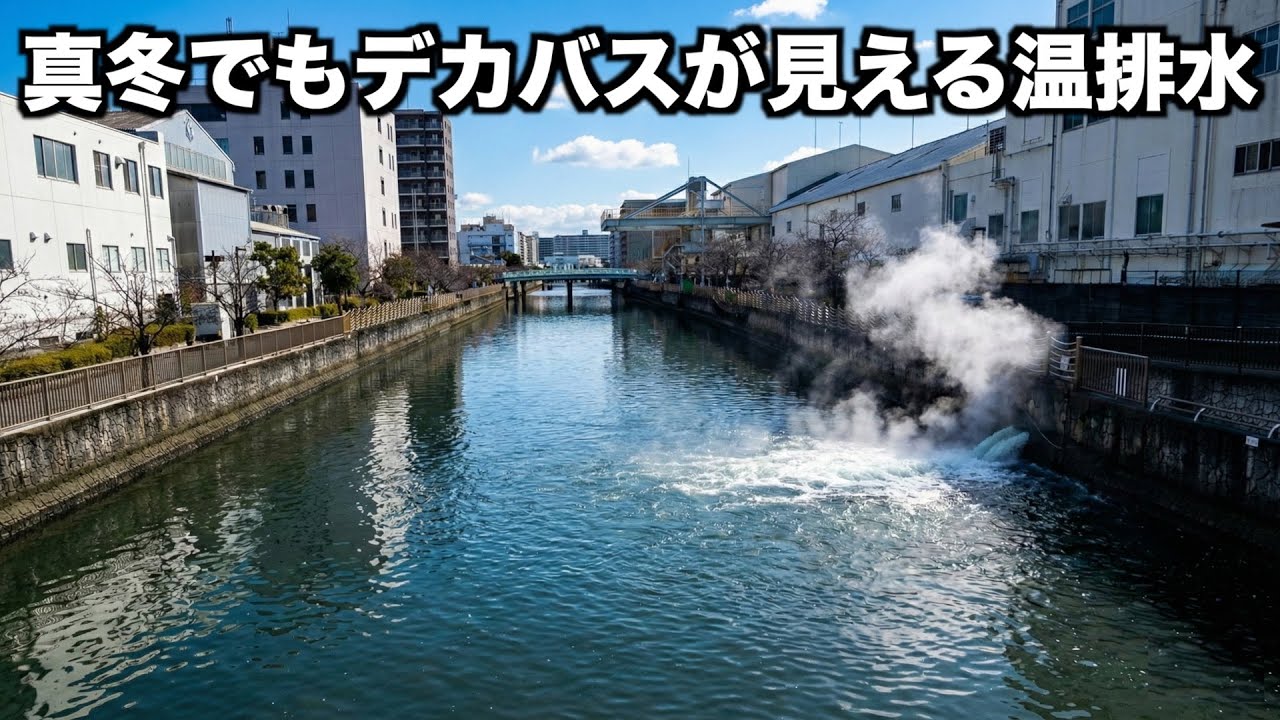 【温排水巡り】関西の有名な温排水ポイントは本当に釣れるのか調査してみたらロクマル級のデカバスが‥。【城北川編】