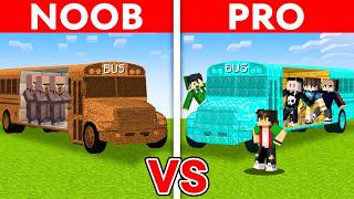 NOOB Vs PRO BUS BUILD BATTLE in Minecraft! screenshot 3